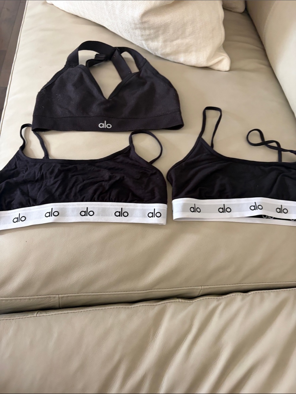 ALO Yoga Black Logo-Trim Bralette Trio